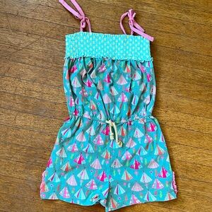 Matilda Jane soft comfy shorts romper size 10, cute nautical tie at waist